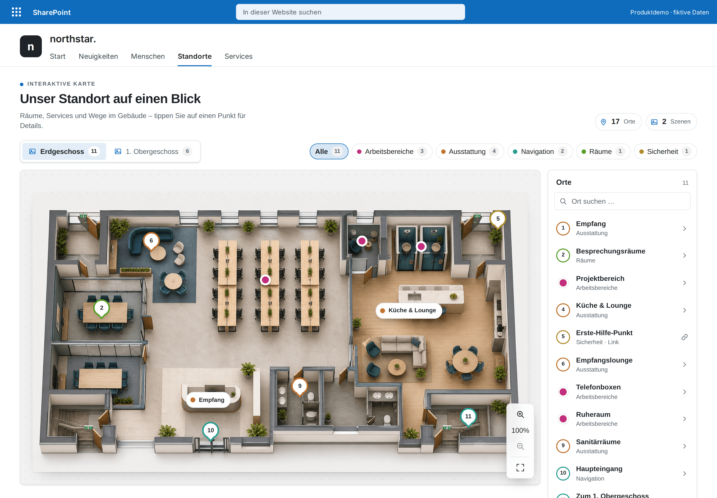 Interaktive Bildkarte Pro — SharePoint-Webpart, Helles SharePoint-Design